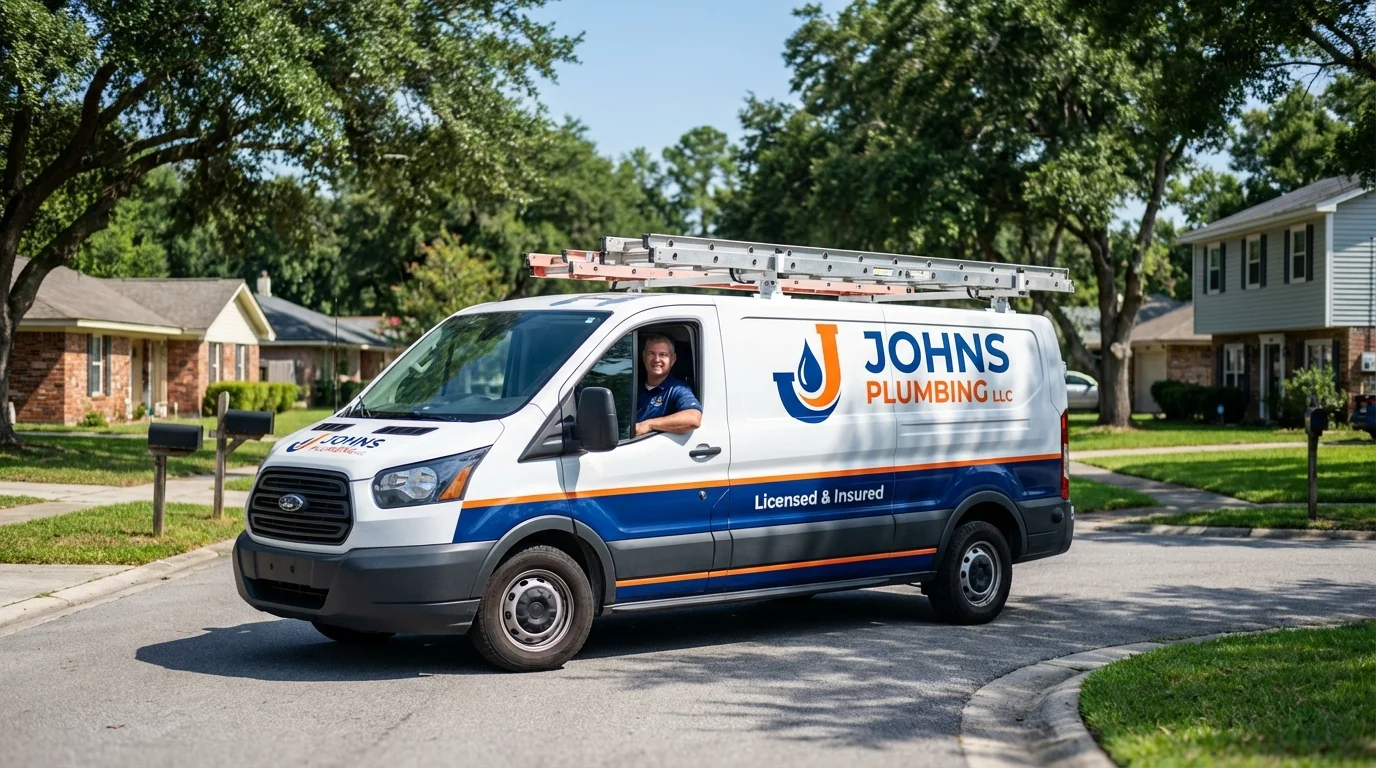 Johns Plumbing LLC service van in San Rafael, CA