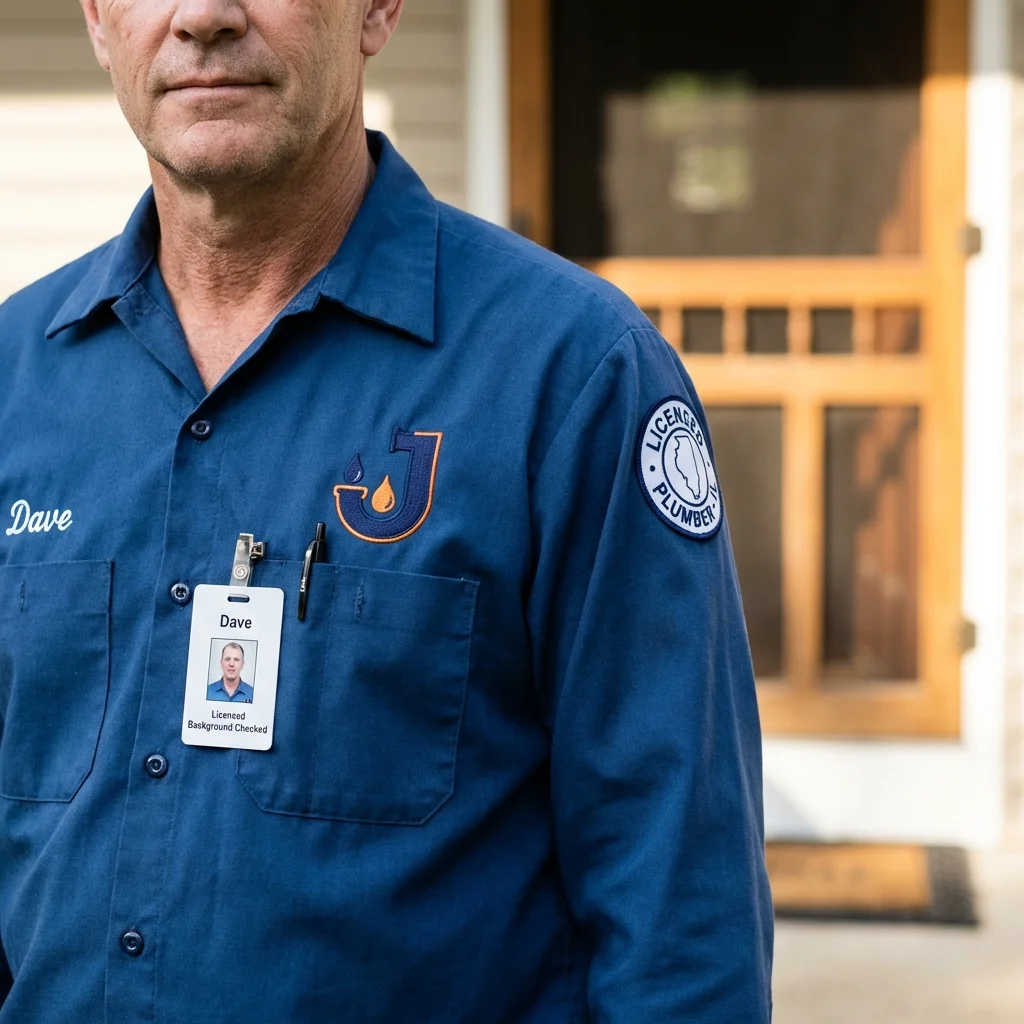 Licensed plumber showing ID badge in San Rafael, CA