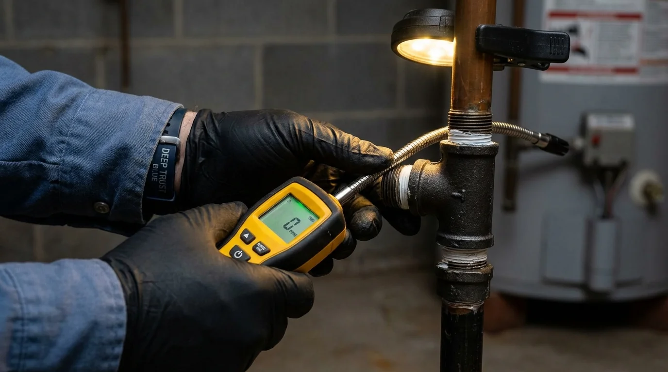 Gas leak detection with electronic sniffer by Johns Plumbing LLC in San Rafael