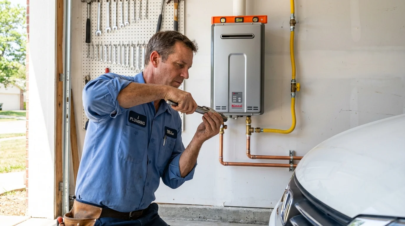 Tankless water heater installation by a Johns Plumbing LLC plumber in San Rafael
