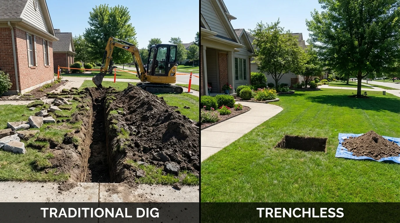 Trenchless sewer repair with minimal yard damage versus traditional excavation in San Rafael, CA